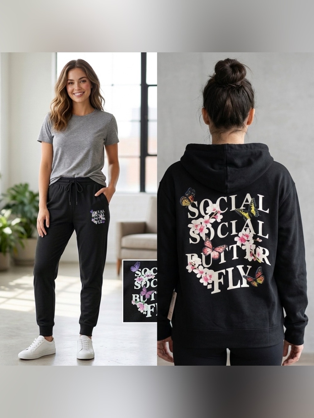 SOCIAL BUTTERFLY HOODIE AND LOUNGE PANTS SET FROM LOS ANGELES TRADING COMPANY